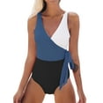 thumbnail image 1 of Cupshe Women's One Piece Swimsuit Wrap Color Block Tie Side Bathing Suit Dark Blue, 1 of 4