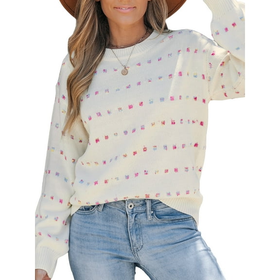 Cupshe Women's Rainbow Dots Long Sleeve Sweater, Size S-XL