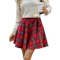 thumbnail image 1 of Cupshe Women's Red Plaid A-Line Mini Skirt, Size S-XL, 1 of 6