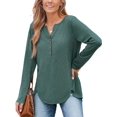thumbnail image 1 of Cupshe Women's Slub Knit Long Sleeve Henley Tee, Sizes XS-XL, 1 of 6