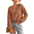 thumbnail image 1 of Cupshe Women's Sweater Long Sleeve Crewneck Sweaters Cable Knit Tops, 1 of 8