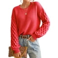 thumbnail image 1 of Cupshe Women's Sweater Long Sleeve Crewneck Sweaters Cable Knit Tops, 1 of 7
