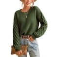 thumbnail image 1 of Cupshe Women's Sweater Long Sleeve Crewneck Sweaters Cable Knit Tops, 1 of 8