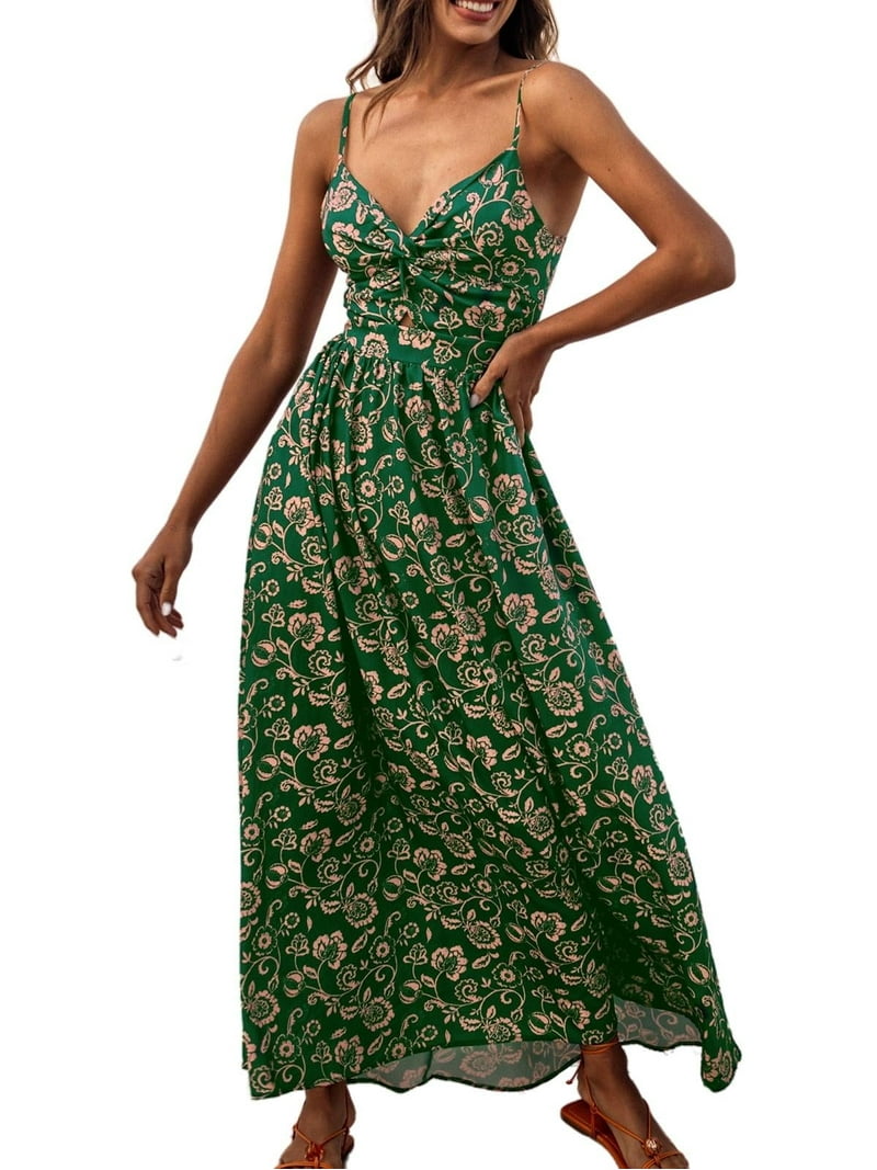 Cupshe Floral Maxi Beach Sundress, V Neck, Sleeveless