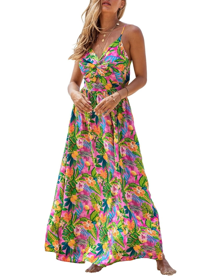 ワンピース Muguet printed Romantic Dress Cupshe Summer Beach Flowy Dress, Women's V Neck Sleeveless