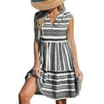 thumbnail image 1 of Cupshe Women's V Neck Beach Dress Ruffle A Line Geometric Pattern Striped Mini Summer Dresses, Size XS-XL, 1 of 6