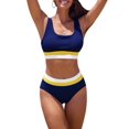 thumbnail image 1 of Cupshe Womenn's Navy Scoop Neck Bralette Bikini Top & High-Rise Bottoms Set, Size S-L, 1 of 5