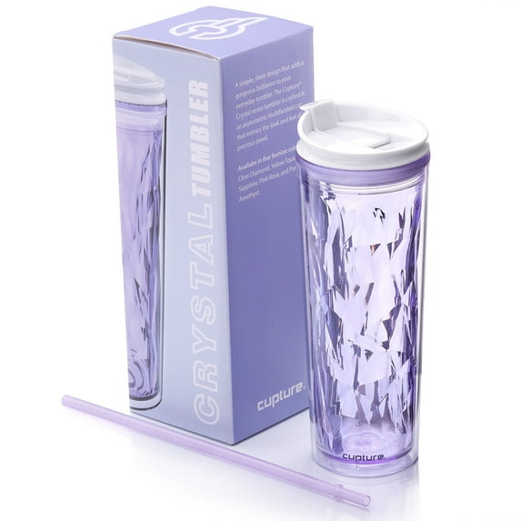 Cupture Crystal Click & Seal Shake Tumbler Cup for Hot or Cold Drinks - 22 oz (Purple Amethyst)