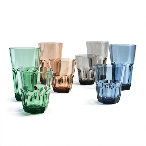 Cupture Everyday Cup - Plastic Tumblers, 22 oz / 14 oz, 8-Pack (Assorted Colors)