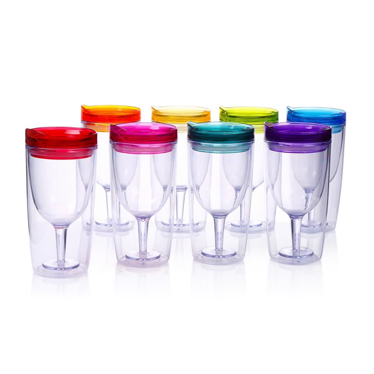 Cupture - Insulated Wine Tumbler Cup with Drink, Through Lid, 10 oz, 8 Pack