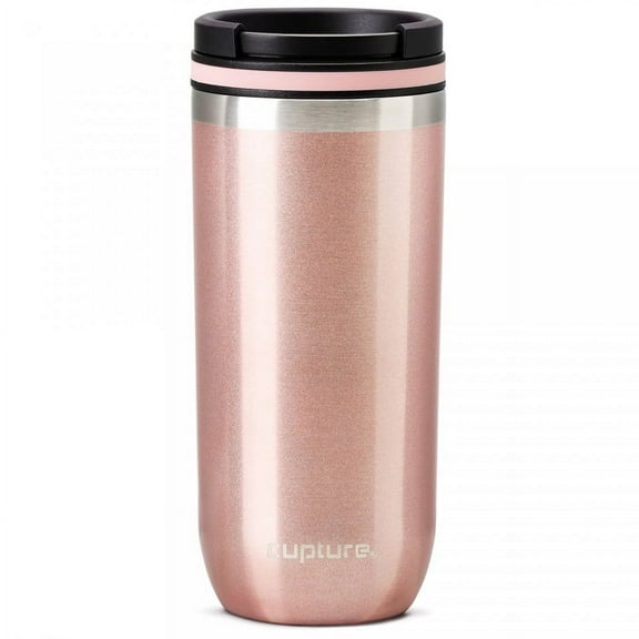 Cupture TWIST-TOP Vacuum-Insulated Stainless Steel Travel Mug, 16 oz, Rose Gold