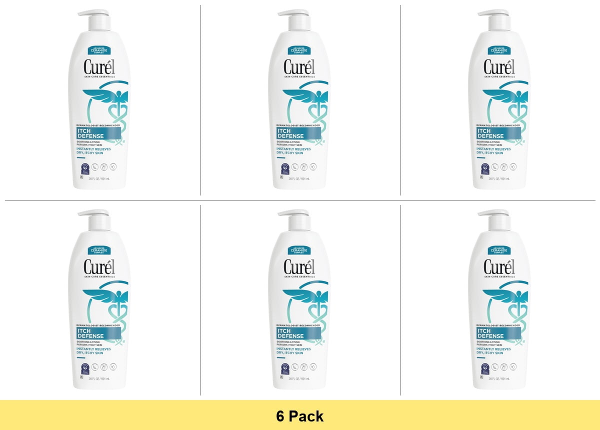 Curél Itch Defense Moisturizer Calming Body and Hand Lotion for Dry Itchy Skin, 20 oz - 6 Pack