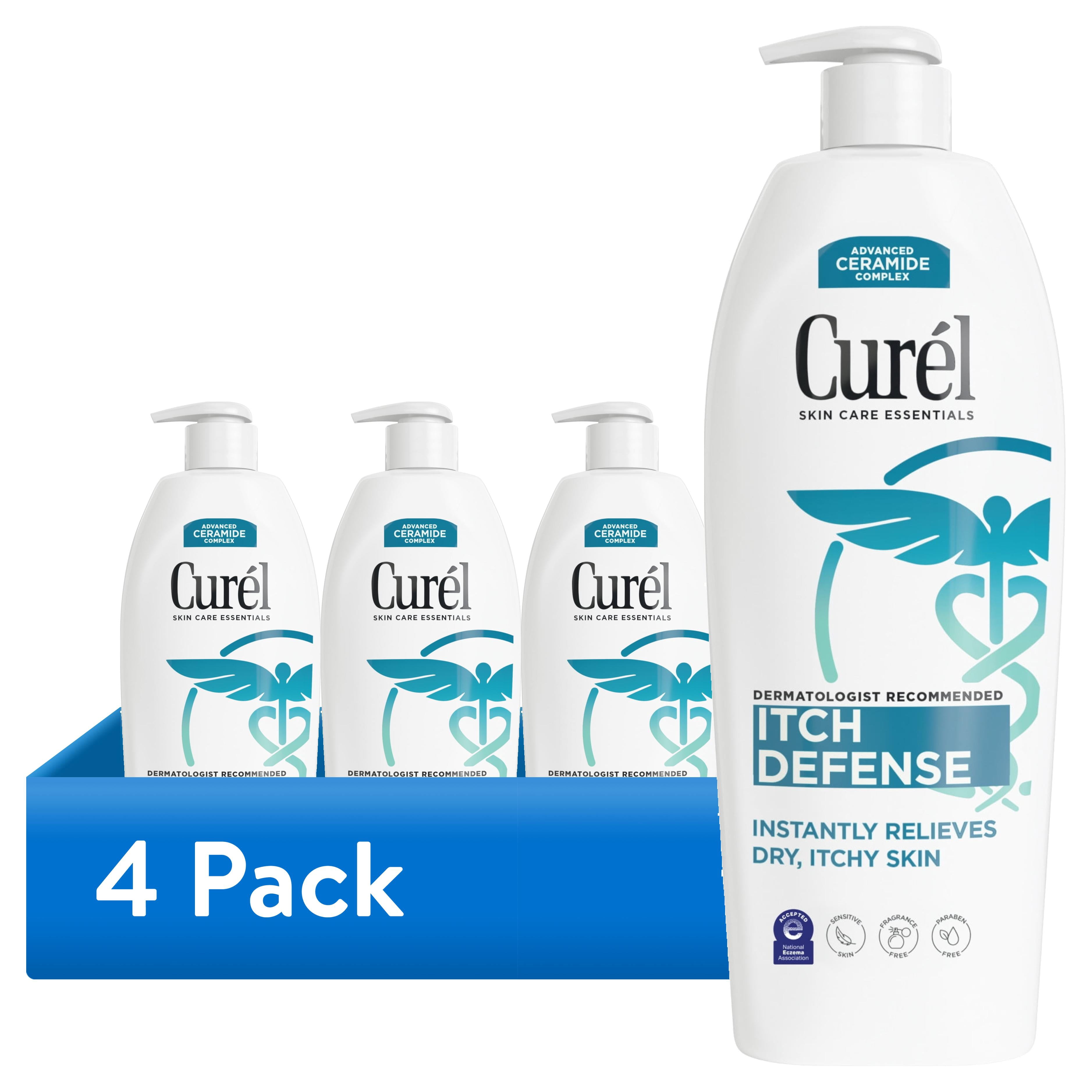 (4 pack) Curel Itch Defense Moisturizer, Calming Body and Hand Lotion for Dry, Itchy Skin, 20 fl oz