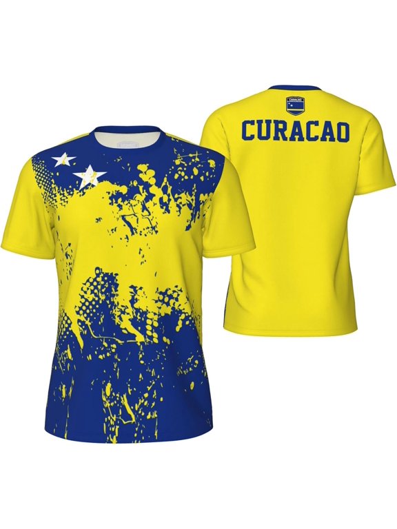 Curaçao Curacao Flag Grain T-Shirt for Running Soccer Tennis Fitness Sports Jerseys Shirts