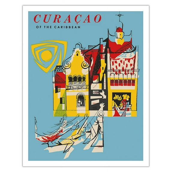 Curaçao (Curacao) of the Caribbean - Vintage Travel Poster c.1950s - Fine Art Matte Paper Print (Unframed) 11x14in