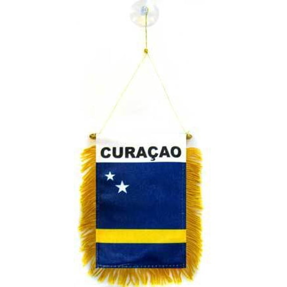 AZ FLAG Curaao Pennant 4x6 in Dutch 100D Polyester Suction Cup 15x10 cm