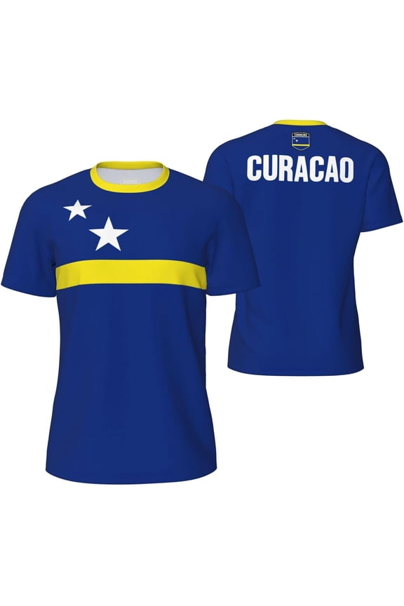Curacao Flag (4) T-Shirt Sports Jerseys for Running Soccer Tennis Fitness