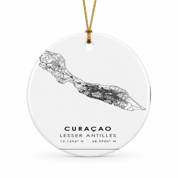 Curacao Travel Map Ornament, Lesser Antilles Map Ornament, Travel Souvenir Keepsake Christmas Tree Ornament