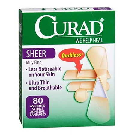 Curad Bandages Sheer Assorted Sizes - 80 Ea, 2 Pack