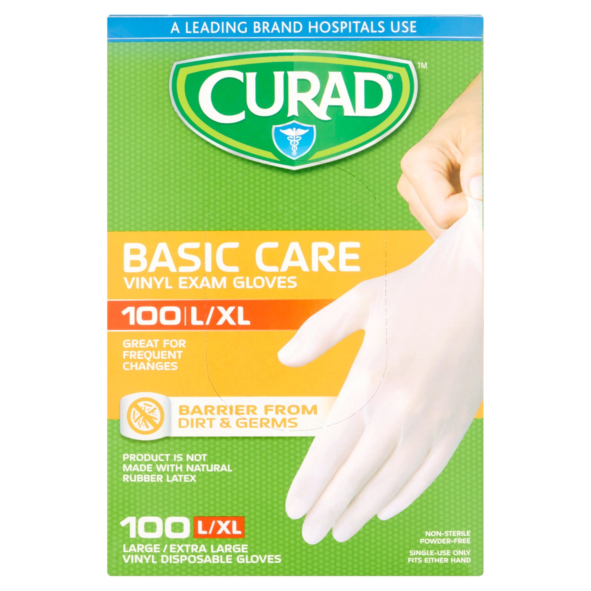 Curad Basic Care Large/Extra Large Vinyl Exam Gloves, 100 count