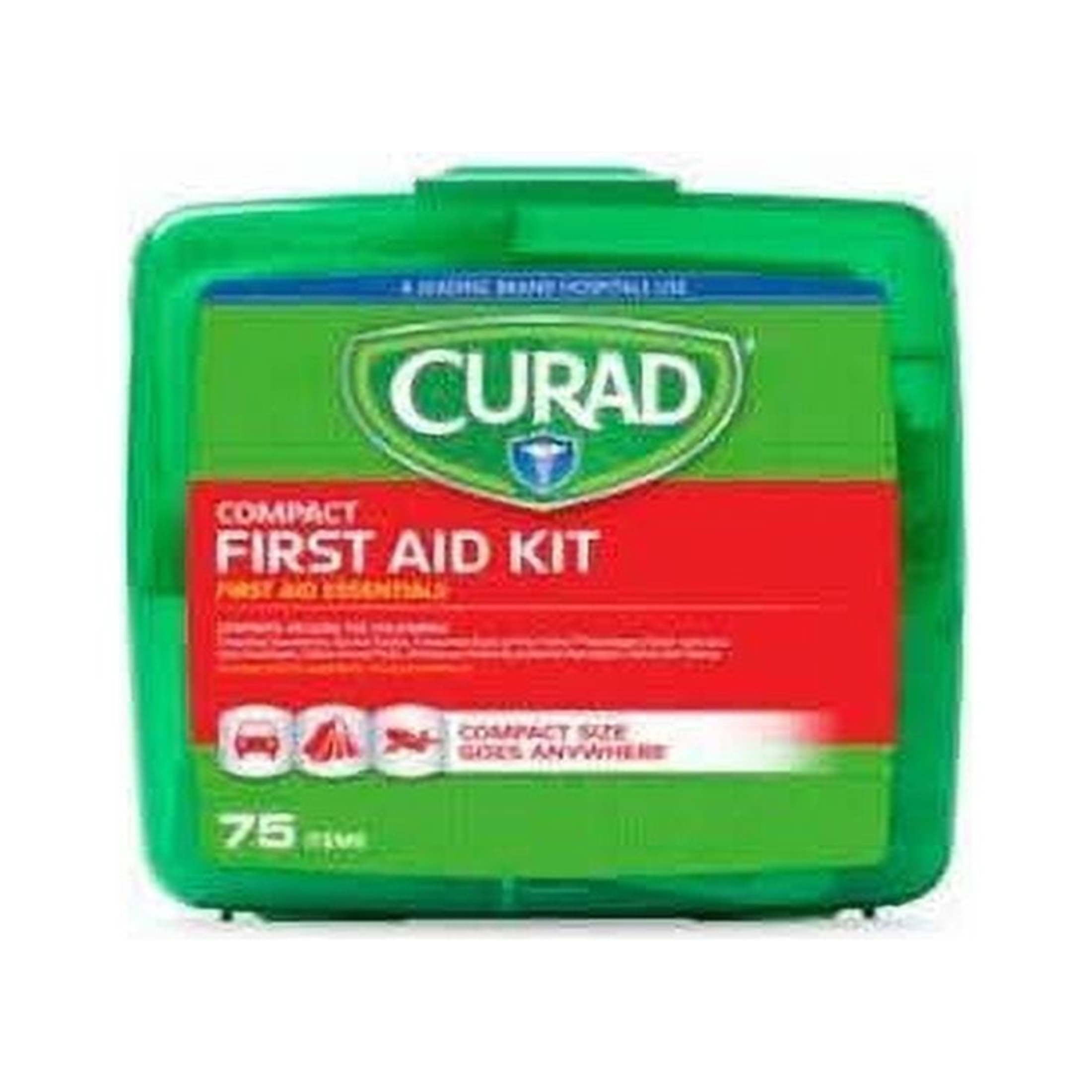 CURAD Compact Latex-Free First Aid Kit, Green, 75 Pieces