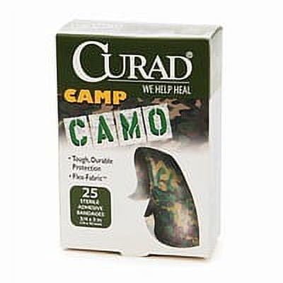Curad Camoflauge Green Tough Durable Protection Sterile Adhesive Bandages, Size: 3/4 X 3 Inches - 25 Ea, 2 Pack