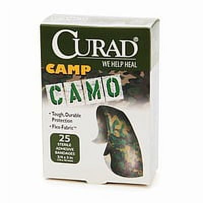 Curad Camoflauge Green Tough Durable Protection Sterile Adhesive Bandages, Size: 3/4 X 3 Inches - 25 Ea, 6 Pack