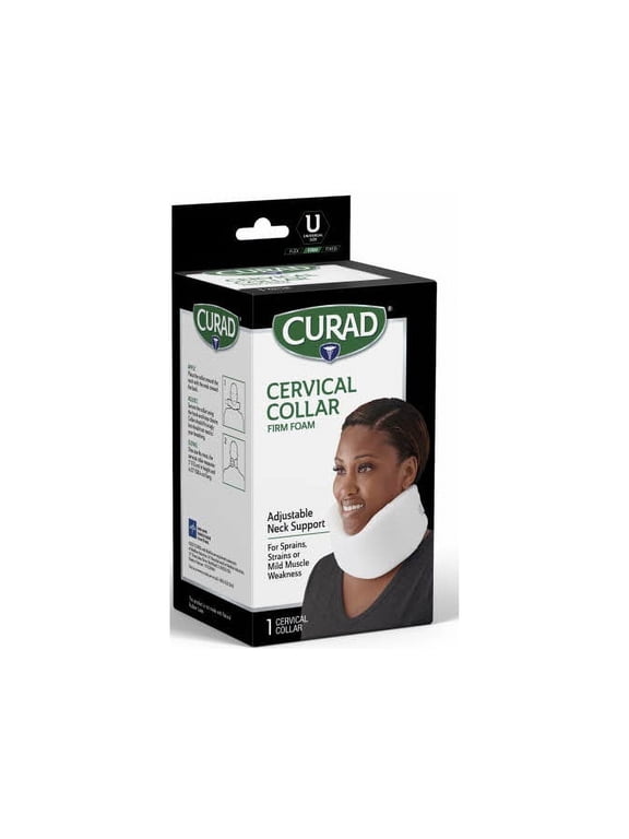 Cervical Collar, Firm Foam Collar, Neck Support for Strains & Sprains, Universal Size, White, 1 Count