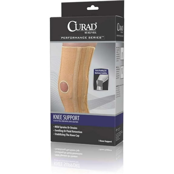 Curad Elastic Pull-Over Knee Support with Cartilage Pads