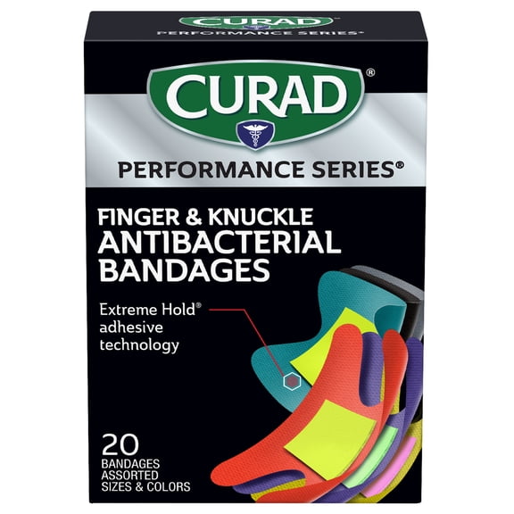 CURAD® Finger and Knuckle Antibacterial Assorted Bandages, 20 Count
