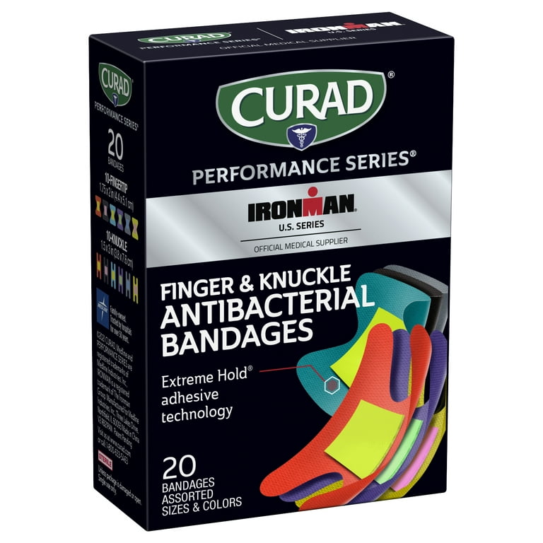 Curad Finger/Knuckle Antibacterial Bandage - Assorted Sizes - 1Box - Assorted - Fabric