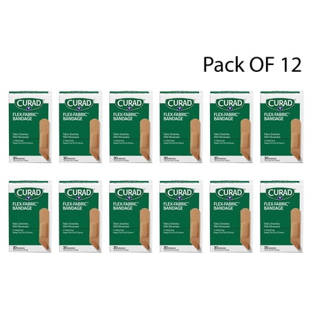 Curad Flex-Fabric, 3/4 Inches X 3 Inches Bandages 30 Bandages Each (Pack OF 12)