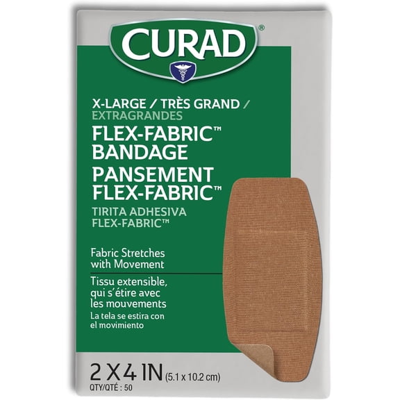 Curad Flex-Fabric Adhesive Bandages, 2"x4", 50 Count