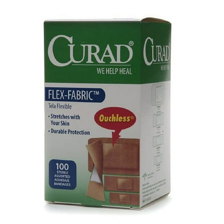 Curad Flex-Fabric Adhesive Bandages, Assorted - 100 Ea, 6 Pack