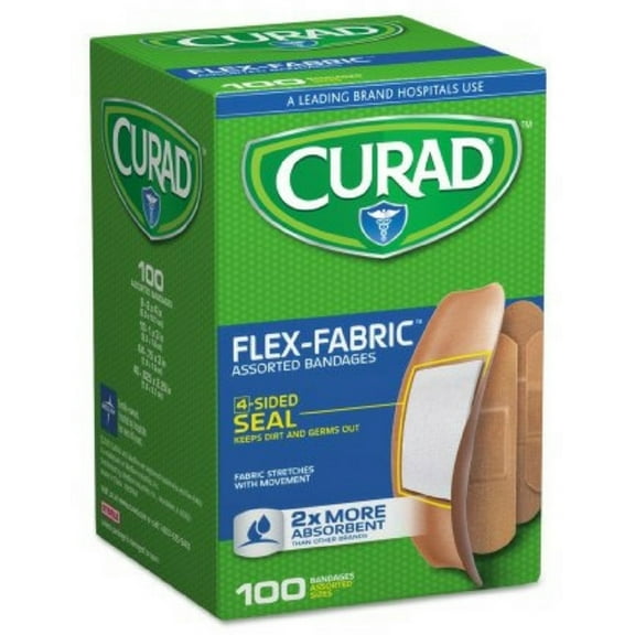 Curad Flex-Fabric Assorted Bandages 2x More Absorbent, 100 ea (Pack of 6)