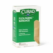 CURAD  Flex-Fabric Bandage, 4-Sided Seal, 0.75 in x 3 in, 30 Count Box
