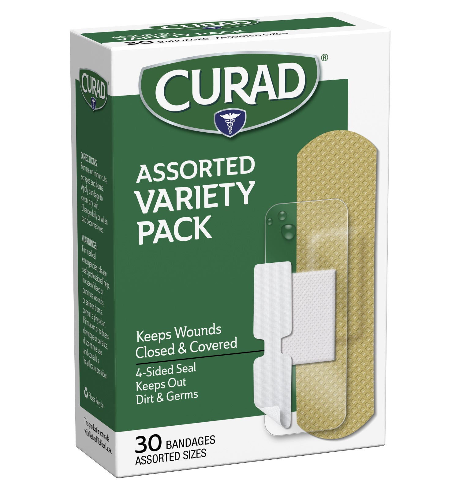 Curad Variety Pack Sterile Assorted Adhesive Bandages, 30 Ea
