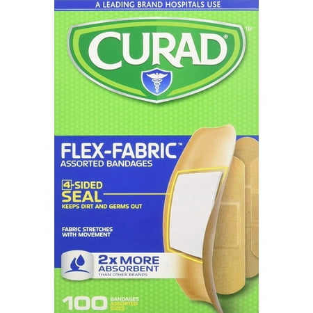 Curad Flex-Fabric Stretches with Movement, 2X More Absorbent Bandages, 100 ct
