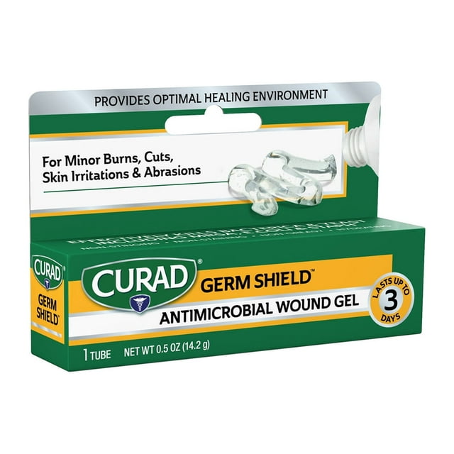Curad Germ Shield Antimicrobial Silver Wound Gel, For Minor Cuts, Scrapes and Burns, 0.5 Oz Tube, 1 Count