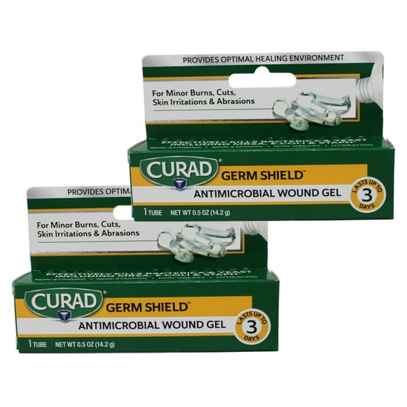 Curad Germ Shield Antimicrobial Silver Wound Gel, For Minor Cuts, Scrapes and Burns, 0.5 Oz Tube, - 2 Pack