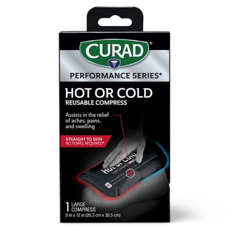 CURAD® Performance Series® Hot or Cold Reusable Compress, Reusable Ice Pack for Injuries, Large Compress 8 in x 12 in