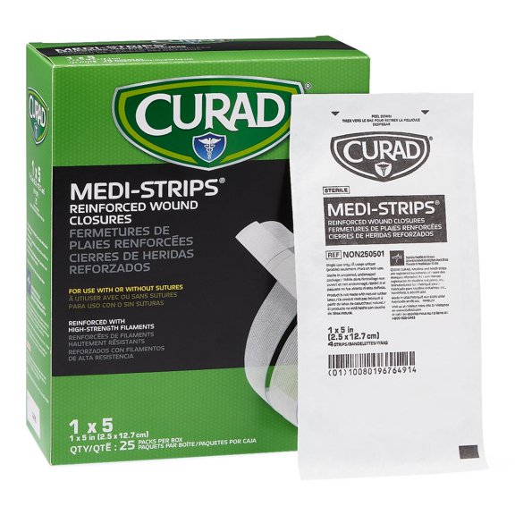 Curad Medi-Strip Wound Closure, 1" x 5" NON250501 Box of 100