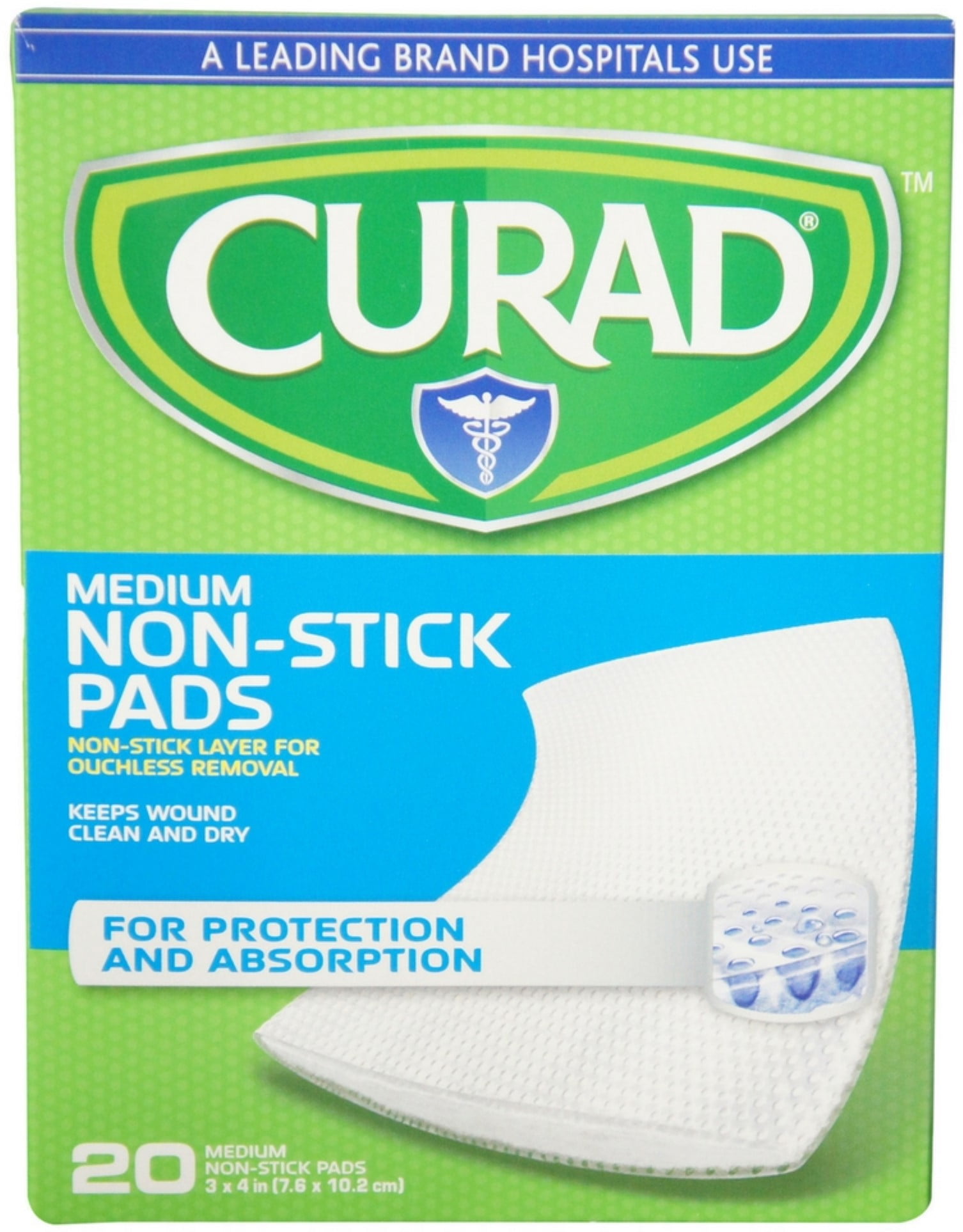Curad Medium Non-Stick Pads 3 Inches X 4 Inches 20 Each (Pack of 6)