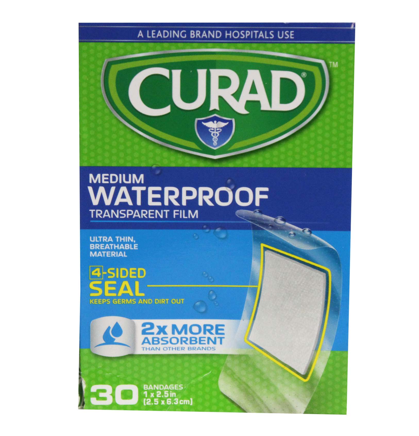 CURAD MEDIUM WATERPROOF TRANSPARENT FILM 2X MORE ABSORBENT...