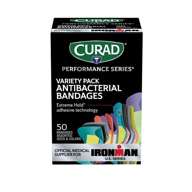 Curad Performance Series Ironman Antibacterial Bandages, Extreme Hold