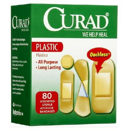 Curad Plastic All Purpose Adhesive Bandages, Assorted Sizes - 80 Ea, 3 Pack