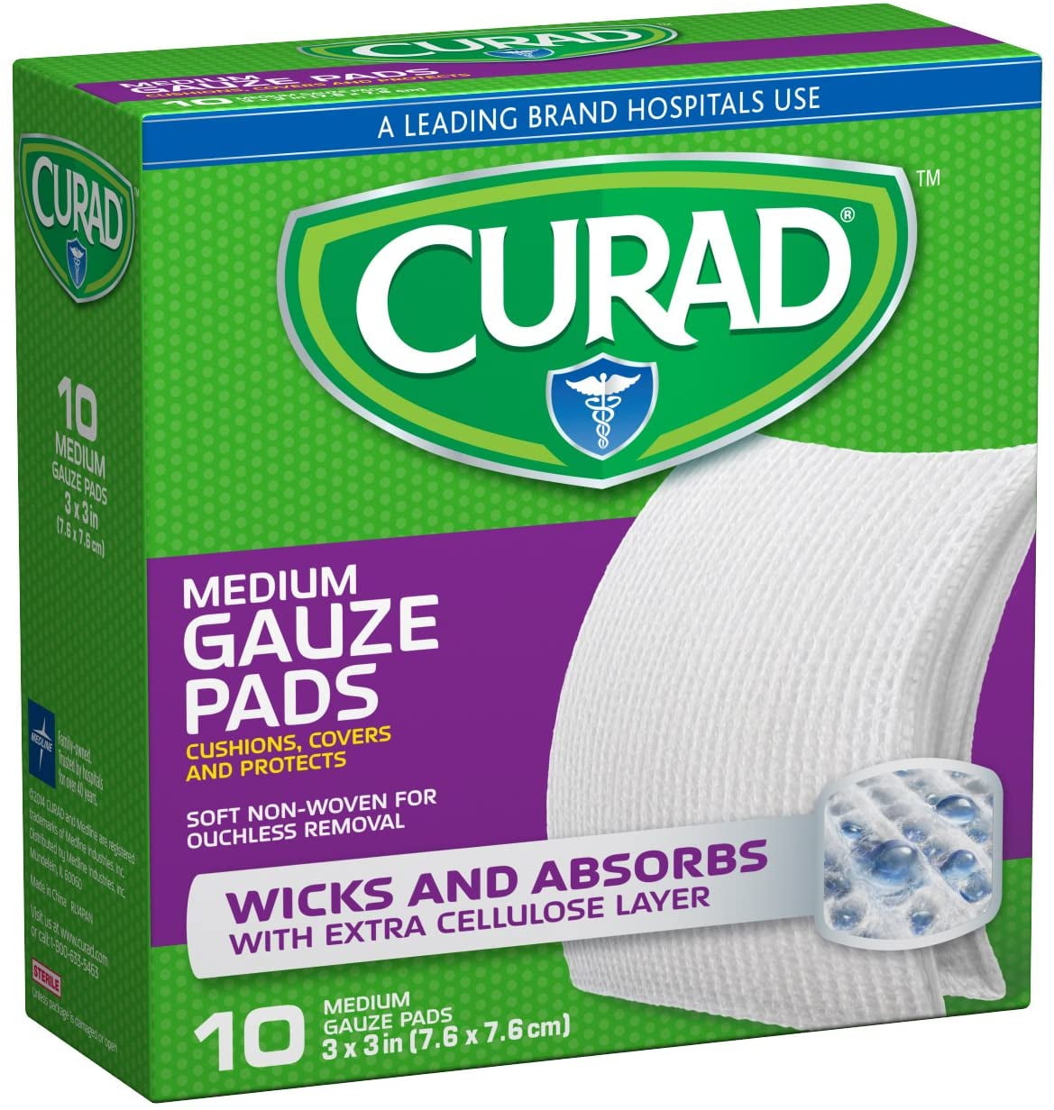 Curad Pro Gauze Pads, 3 X 3 inches - 10 Ea, 3 Pack