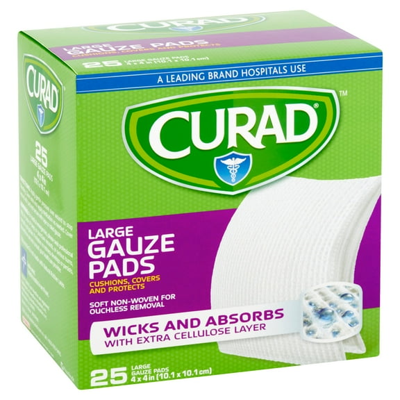 Curad Pro Large Gauze Pads, 4 x 4 inches - 25 Ea, 2 Pack