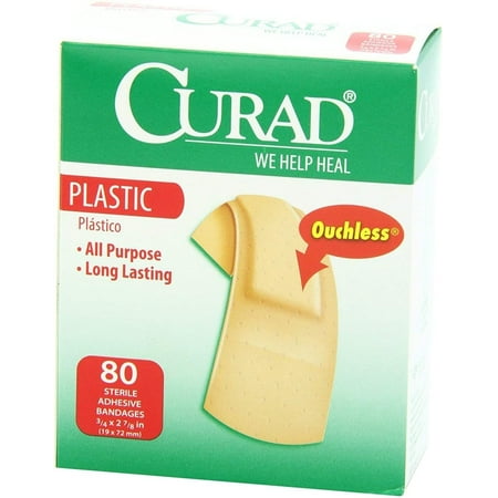 Curad Regular Size Bandages, Plastic, 80 Count Box