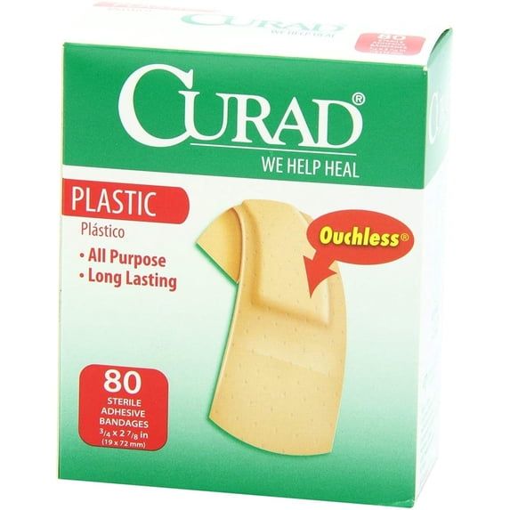 Curad Regular Size Bandages, Plastic, 80 Count Box